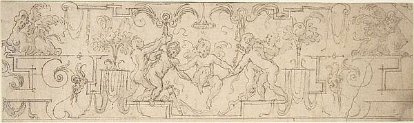 Anonymous, Italian, 16th century, Decorative Frieze with Putti Playing on a Swing