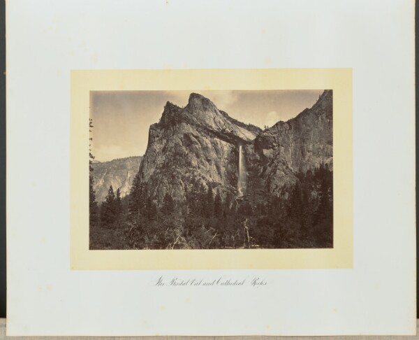 Carleton Watkins, The Bridal Veil and Cathedral Rocks.