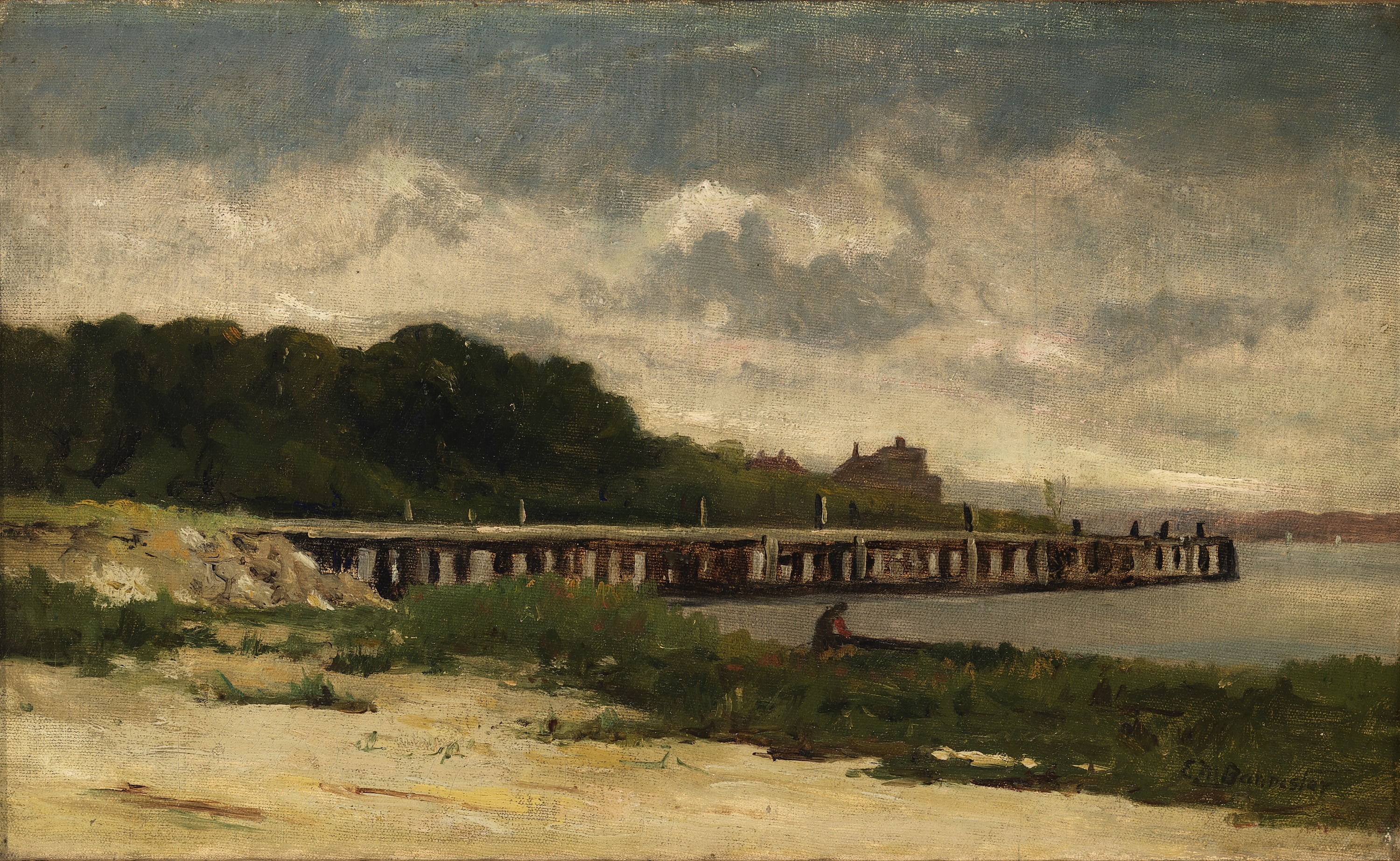 Edward Mitchell Bannister, Untitled (landscape with pier)