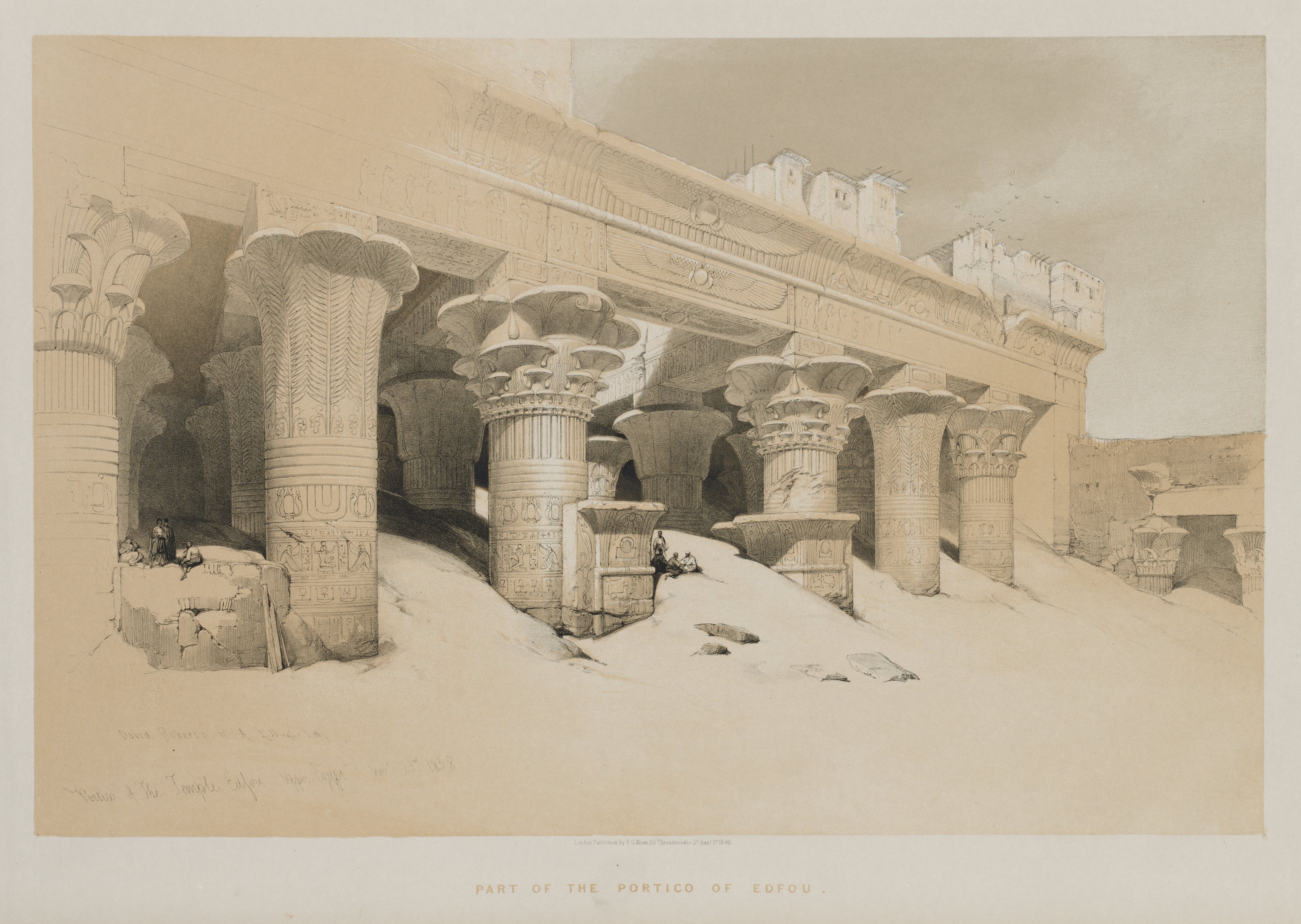 Louis Haghe, Egypt and Nubia Volume I: Portico of the Temple Edfou, Upper Egypt