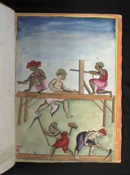 Unknown, Five carpenters at work