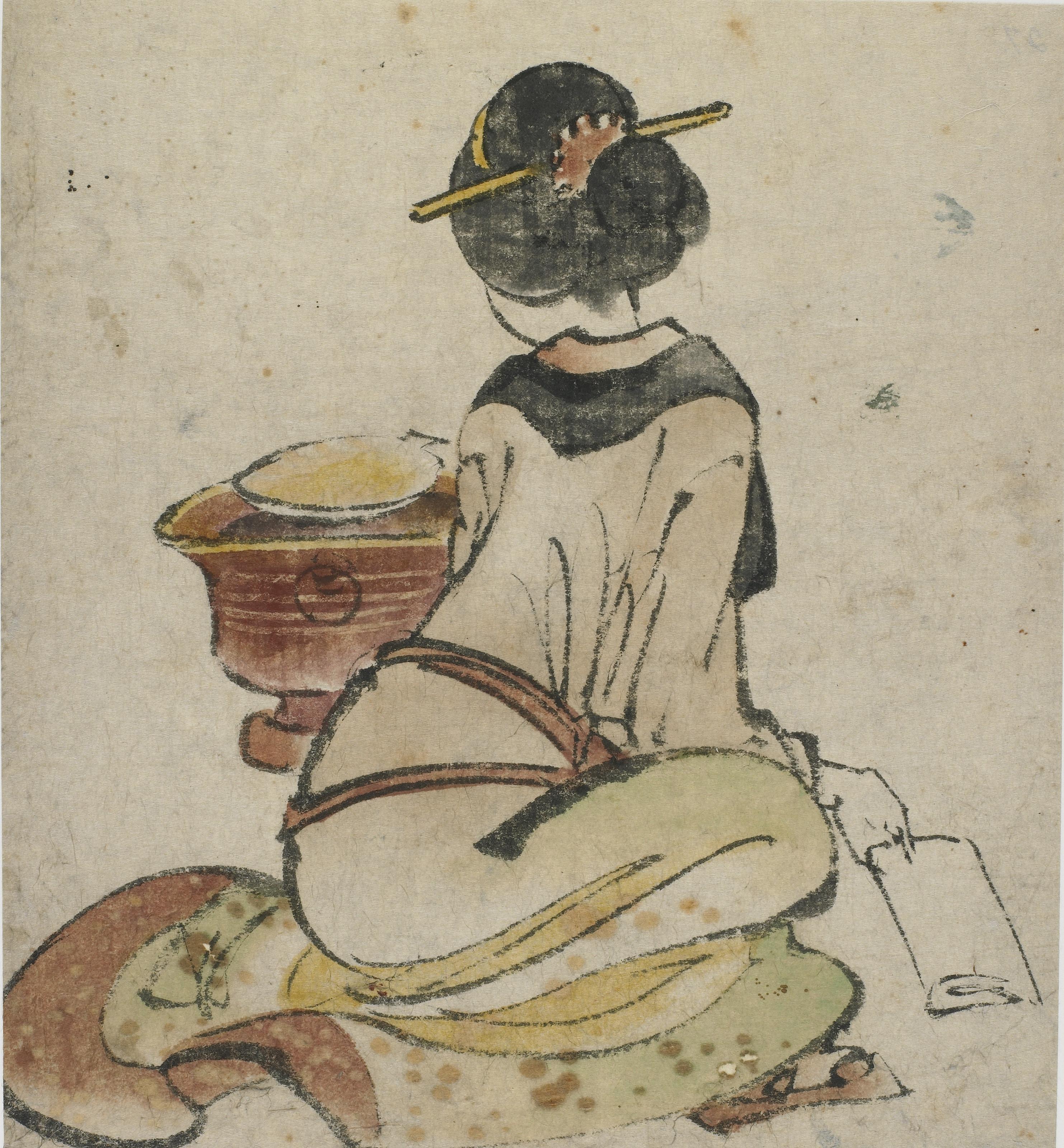 Katsushika Hokusai, Seated figure of a woman