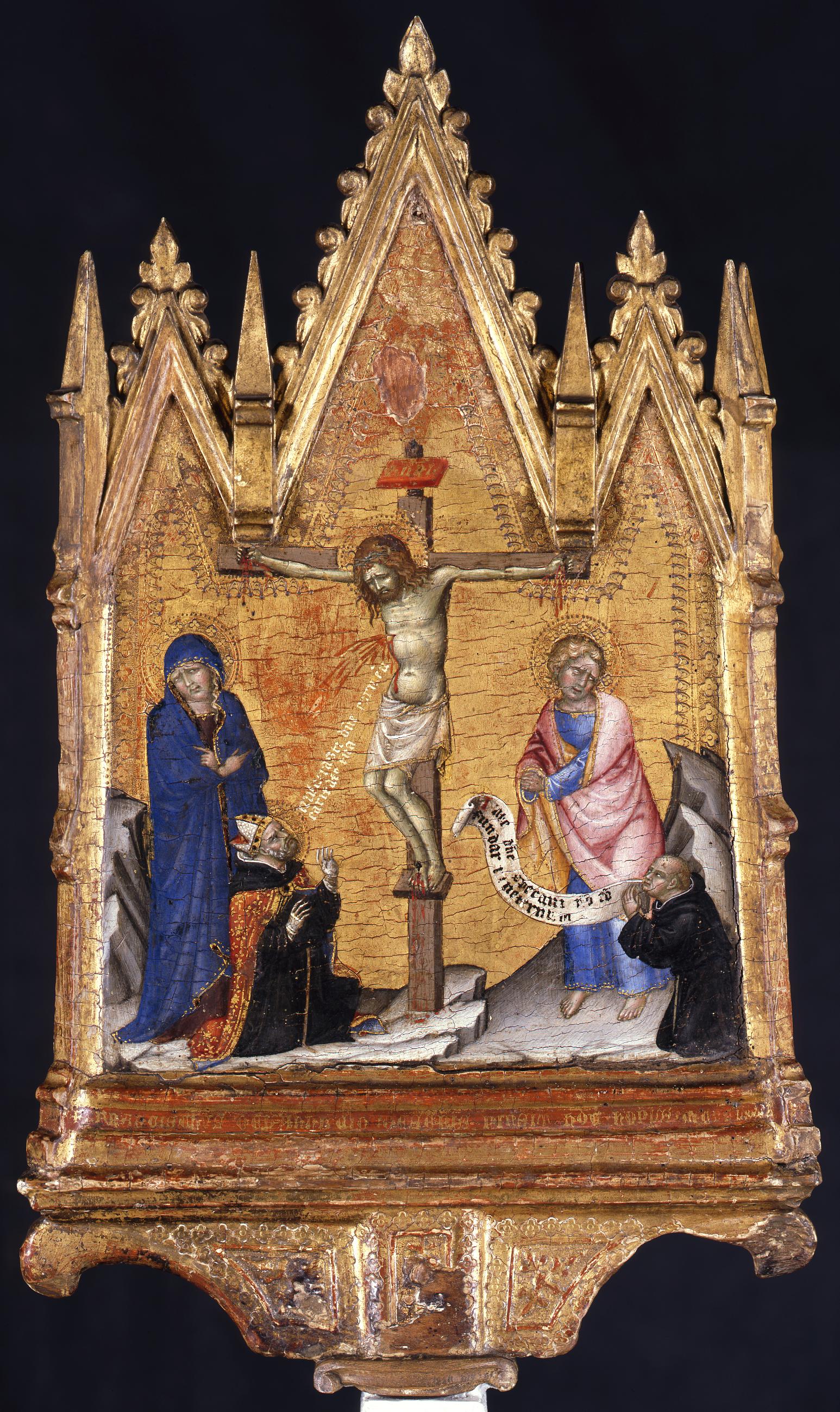 Francesco di Vannuccio, Christ on the Cross between the Virgin and St. John/ Madonna enthroned