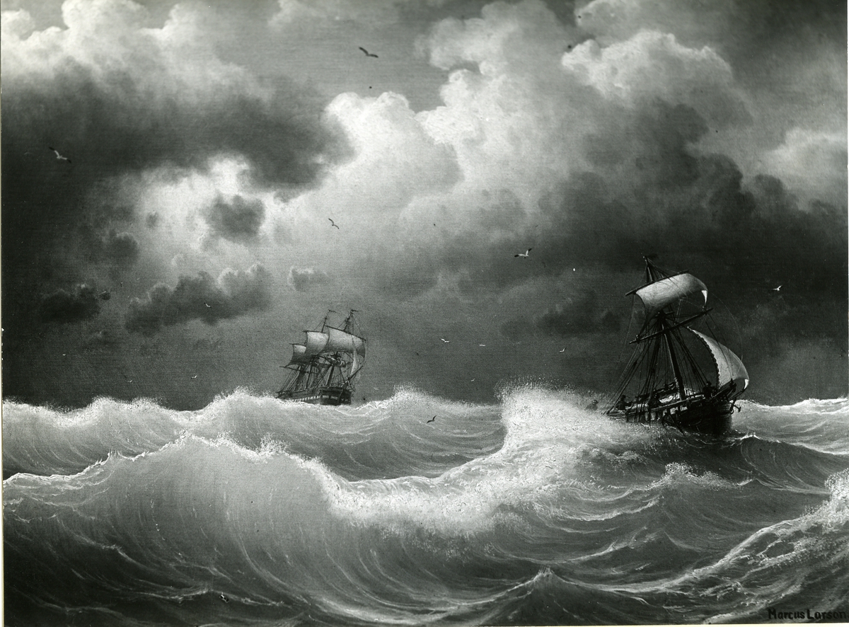 Okänd fotograf, Storm på havet. Oljemålning omkring 1857. Storlek 69 x 95 cm
