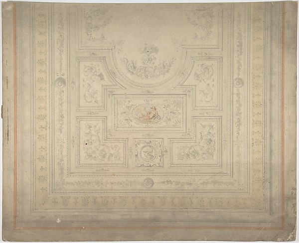 Anonymous, British, 19th century, Ceiling Design with Nymph on Dolphin