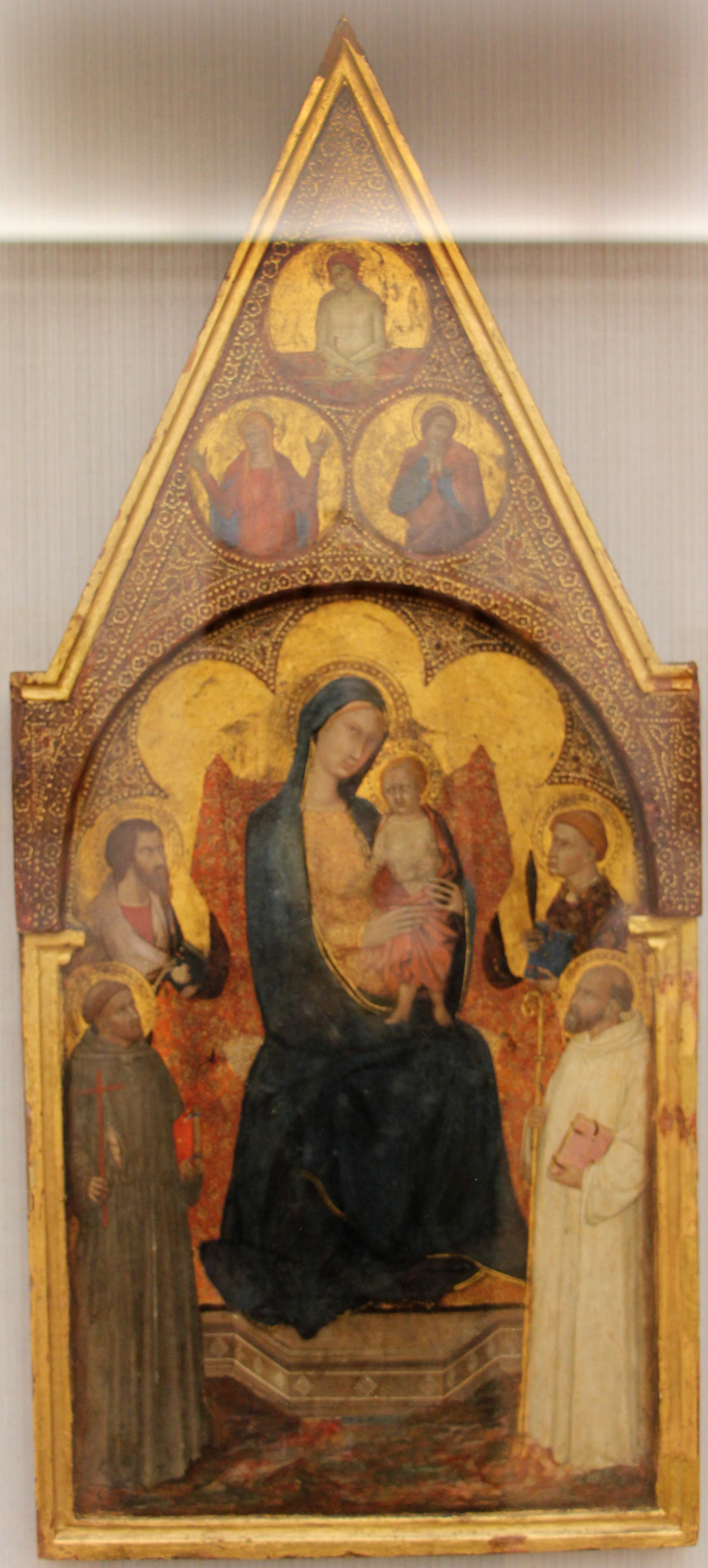 Master of the Palazzo Venezia Madonna, Thronende Maria mit dem Kind und vier Heiligen