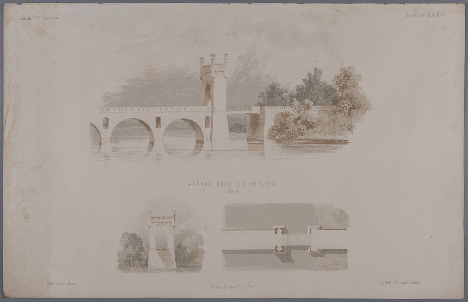Lithographische Anstalt Wilhelm Loeillot, Potsdam-Nedlitz: Nedlitzer Nordbrücke