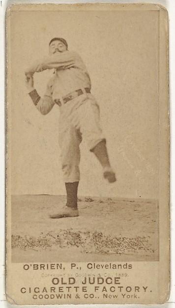 Goodwin & Company, John F. "Cinders" O'Brien, Pitcher, Cleveland, from the Old Judge series (N172) for Old Judge Cigarettes