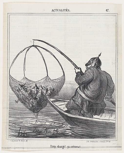 Honoré Daumier, Overloaded! It is going to burst!, from 'News of the day,' published in "Le Charivari"