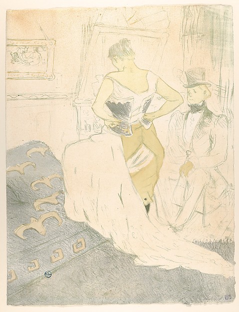 Henri de Toulouse-Lautrec, Fastening a Corset – A Passing Conquest, from "Elles"
