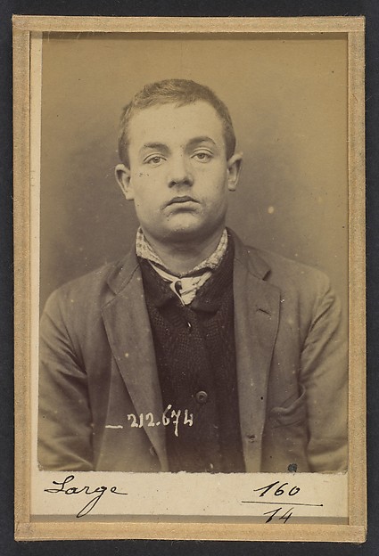 Alphonse Bertillon, Large. Etienne, Louis. 20 ans, né le 1/1/74 à Lyon (Rhône). Tapissier. Anarchiste. 9/1/94.