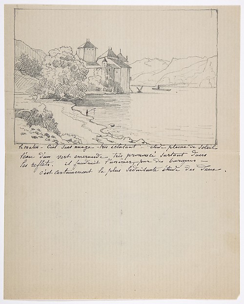 Anonymous, French, 19th century, View of the Château de Chillon on Lake Geneva