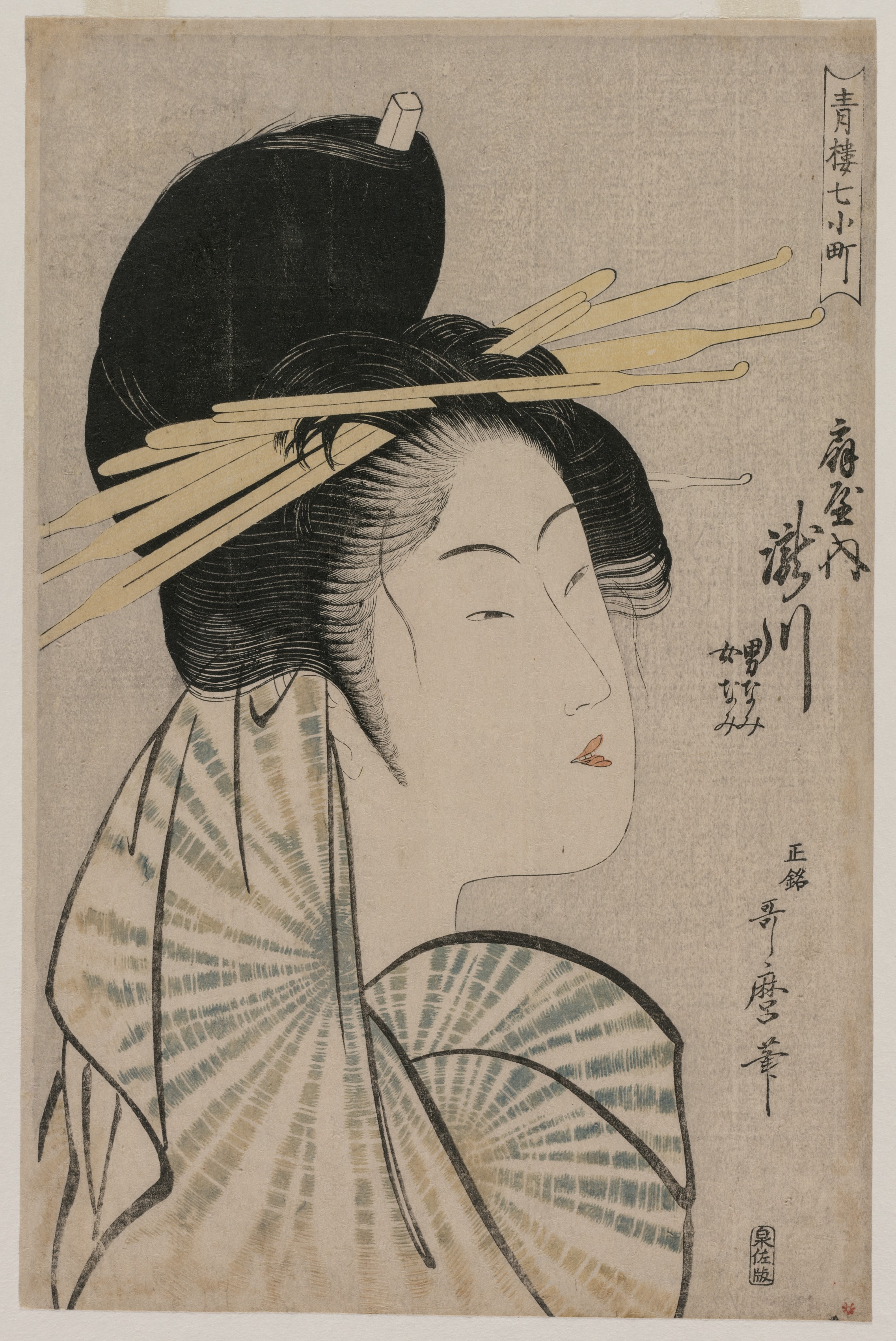 Kitagawa Utamaro, The Courtesan Takigawa of Ogiya (from the series Seven Aspects of Komachi in the Green Houses)