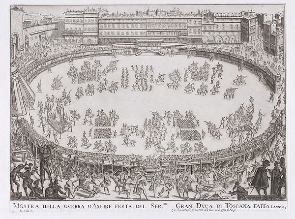 Jacques Callot, Reprint of Le Défilé Entrée des Chars de l'Afrique et de l'Aise (The Entrance Parade of the Chariots of Africa and Asia), from La Guerre d'Amour (Guerra d'Amore) (War of Love)