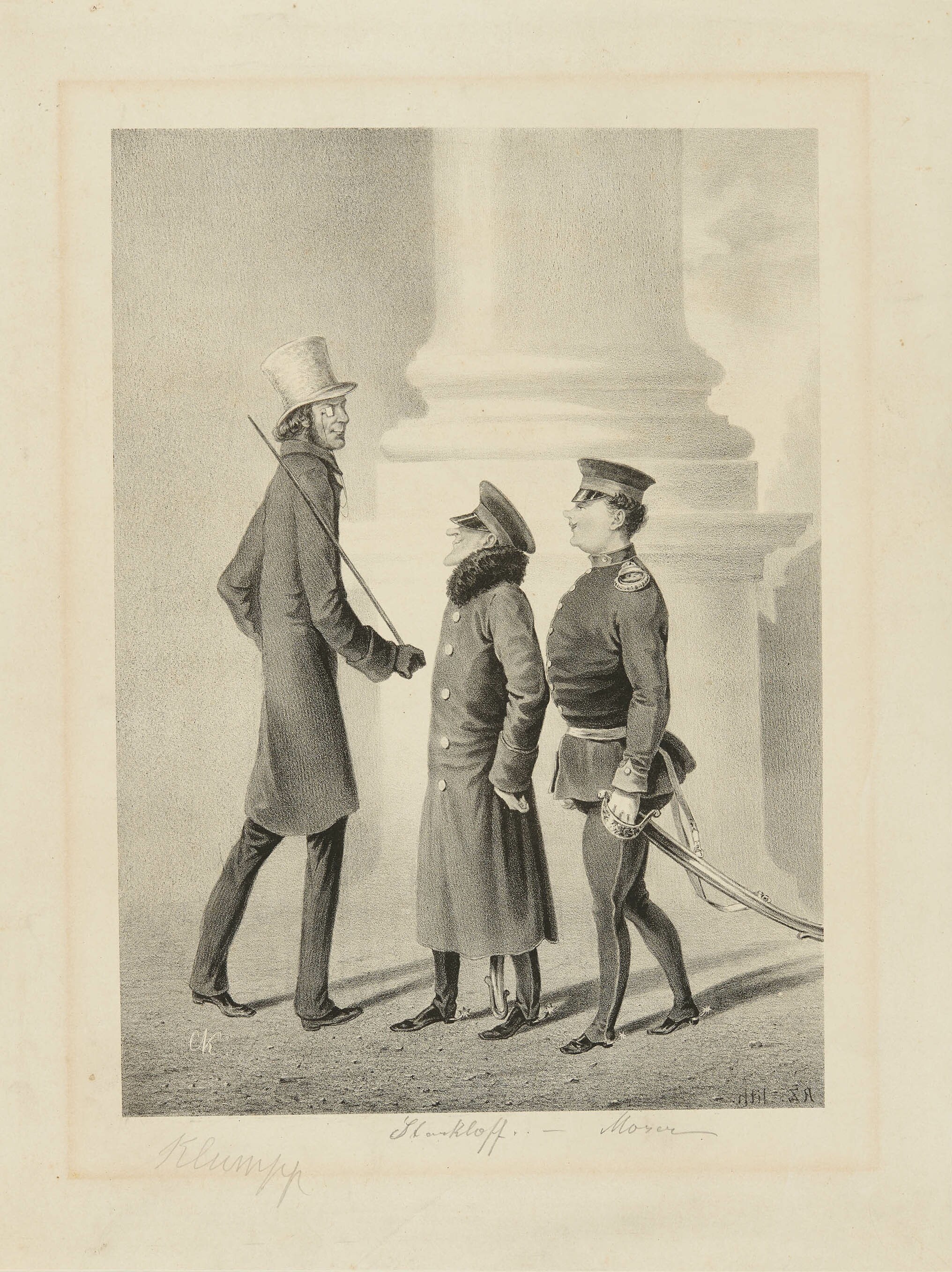 Carl von Kurtz, Karikaturen bekannter Stuttgarter Persönlichkeiten: Starkloff, Moser, Klumpp