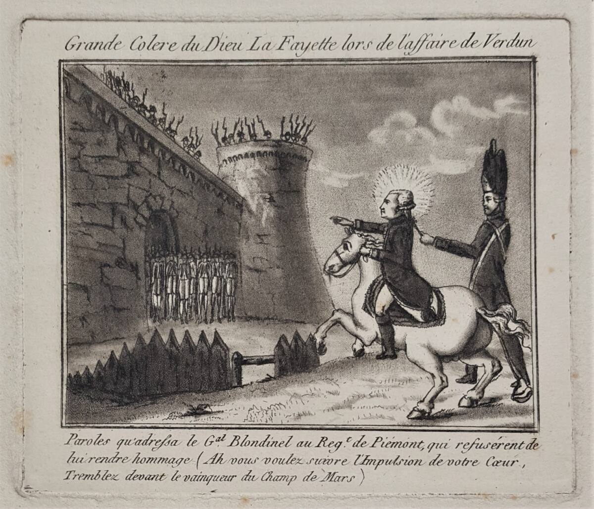 Anonym, General La Fayette vor einer Festung