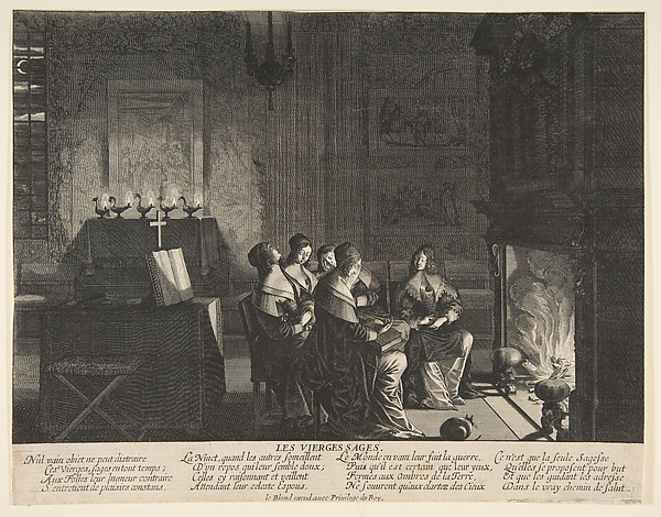 Abraham Bosse, The Wise Virgins Resting Whilst Awaiting the Arrival of The Husband