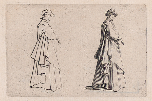 Jacques Callot, La Dame au Vêtement Ample (The Woman with Ample Clothing), from "Les Caprices" Series B, The Nancy Set