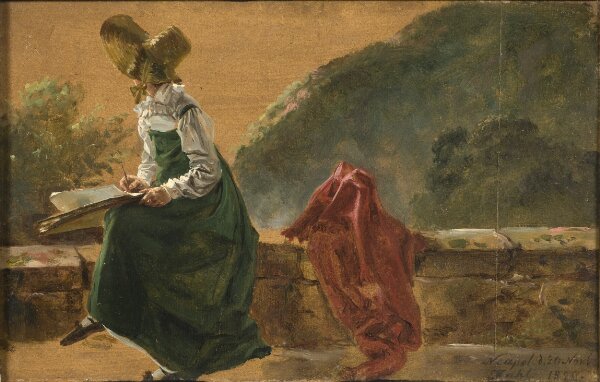 Johan Christian Dahl, Prinsessan Caroline Amalie, tecknande i Neapel. Studie