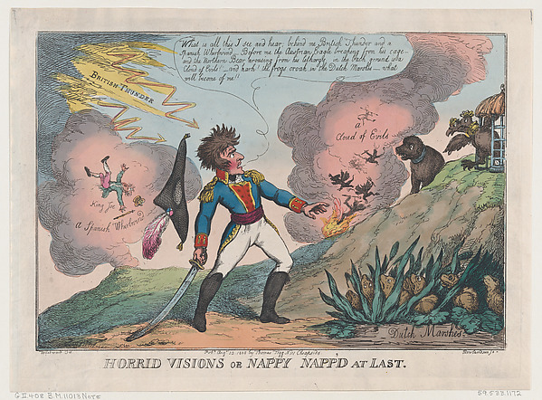 Thomas Rowlandson, Horrid Visions of Nappy Napp'd at Last