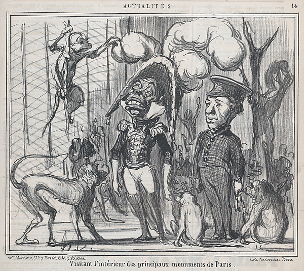 Honoré Daumier, Visitant l'intérieur des principaux monuments de Paris, from "Actualités"