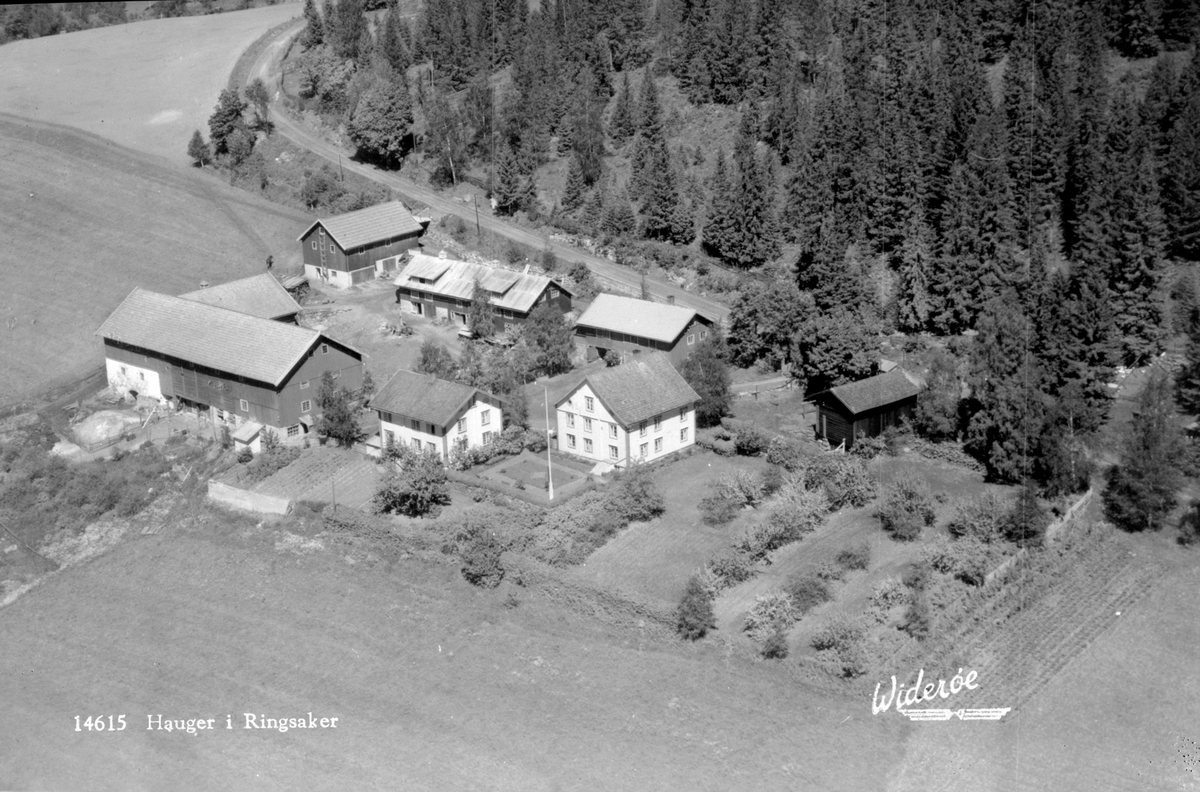 Anno Domkirkeodden, Flyfoto av Hauger gard, Ring, Ringsaker.