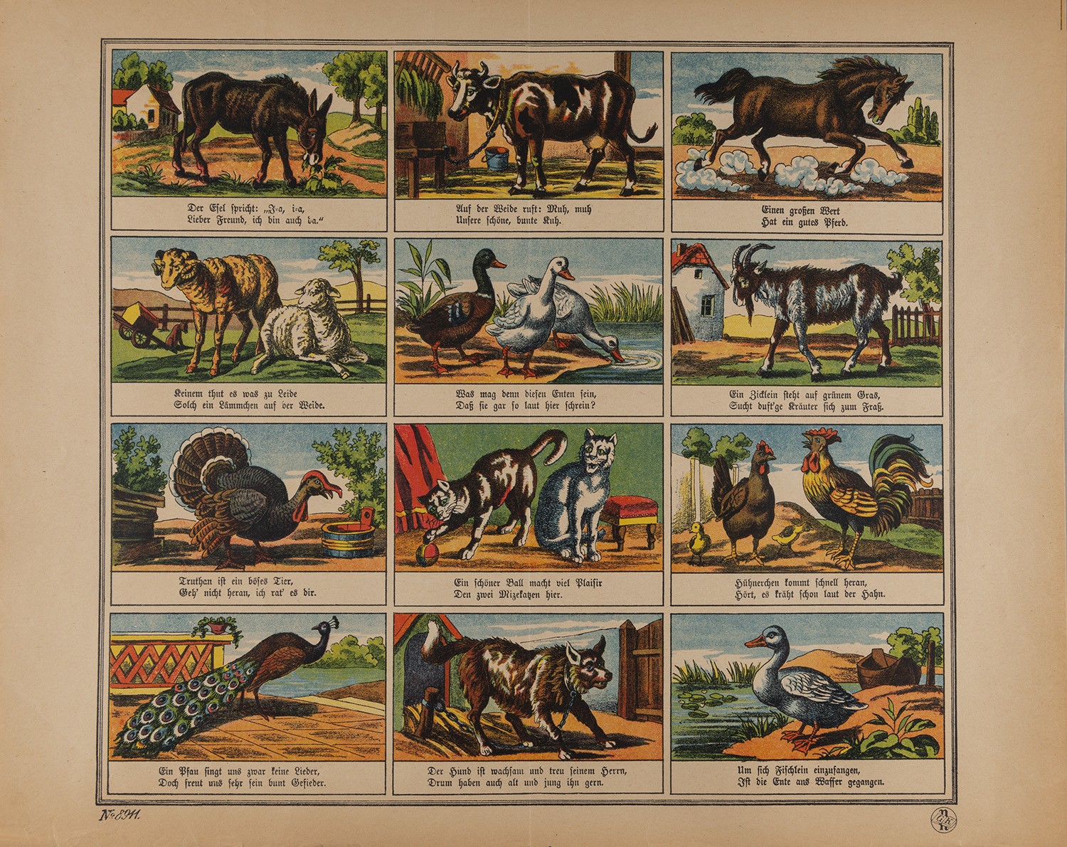 Gustav Kühn (Druckerei und Verlag), Verse über Tiere (Neuruppiner Bilderbogen Nr. 8911)