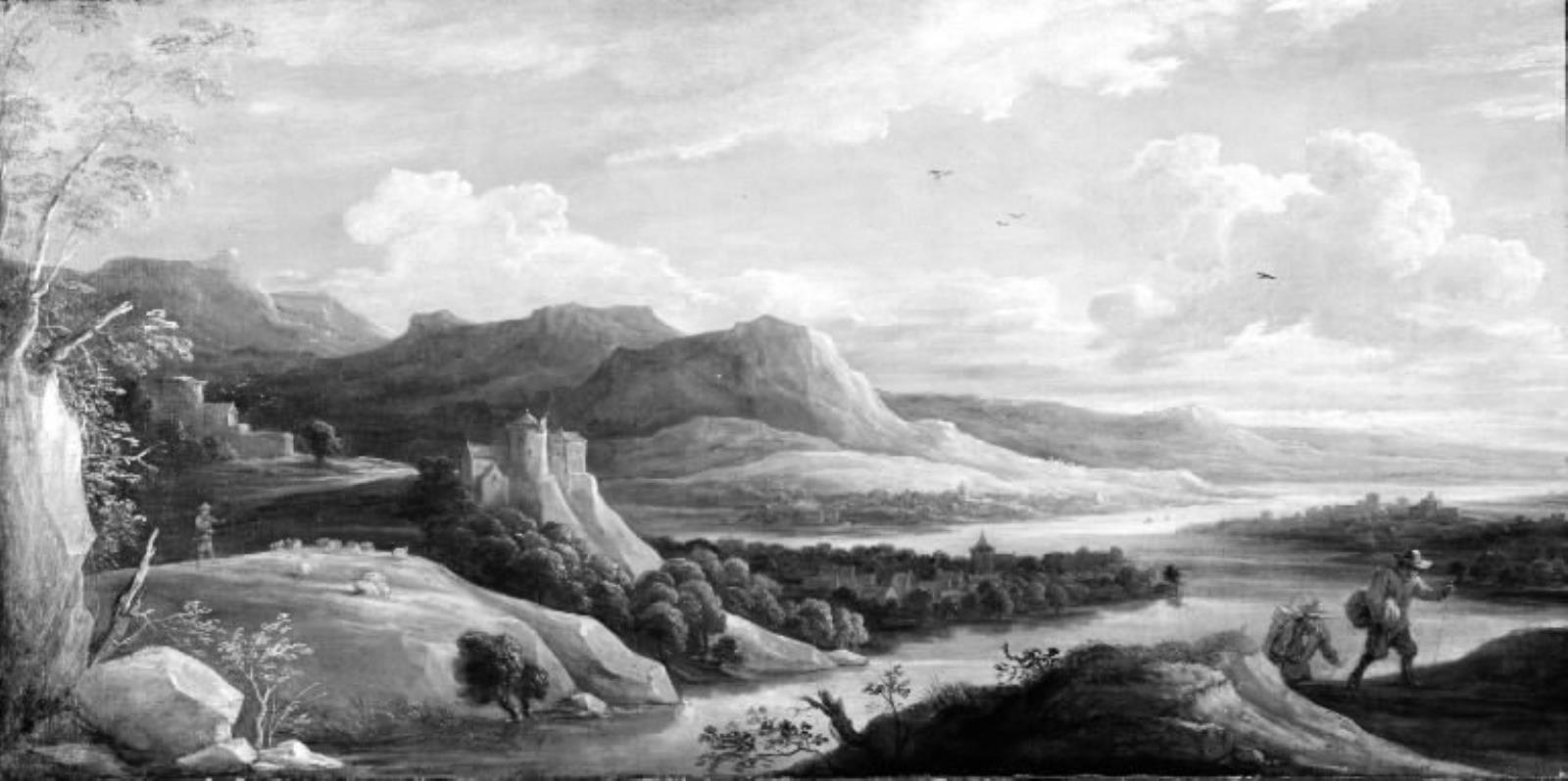 David Teniers (II), Bjerglandskab med en flod