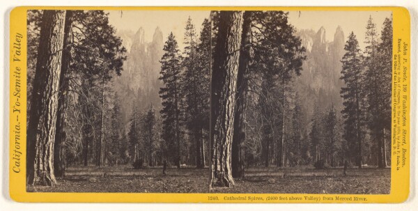 John P. Soule, Cathedral Spires, (2400 feet above Valley) from Merced River.