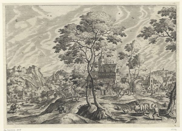 Doetechum, Johannes of Lucas van, (printmaker), View of a village with a castle