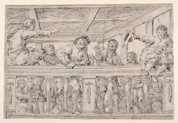 Leonaert Bramer, Men on a Balcony (recto); Old Man Pointing to a Book Held by a Boy (verso)