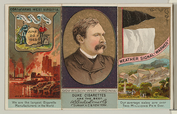 W. Duke, Sons & Co., Governor Wilson, West Virginia, from "Governors, Arms, Etc." series (N133-2), issued by Duke Sons & Co.