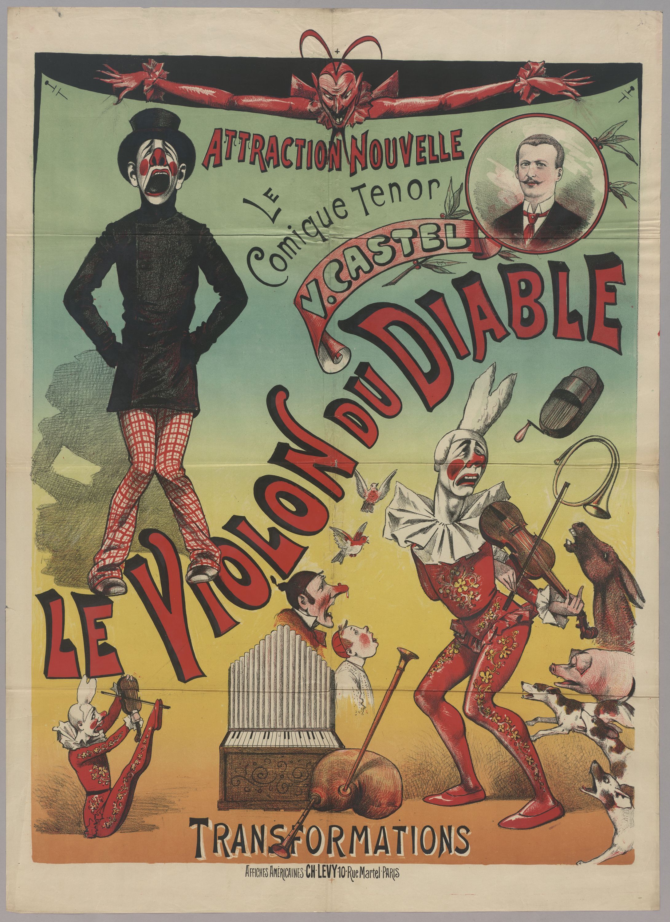 Anonyme, ATTRACTION NOUVELLE/ LE/ Comique Tenor [sic]/ V. CASTEL/ LE VIOLON DU DIABLE/ TRANSFORMATIONS