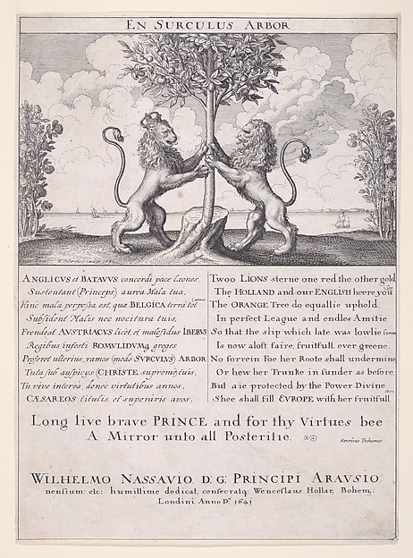 Wenceslaus Hollar, The Lions of England and Holland (En Surculus Arbor)