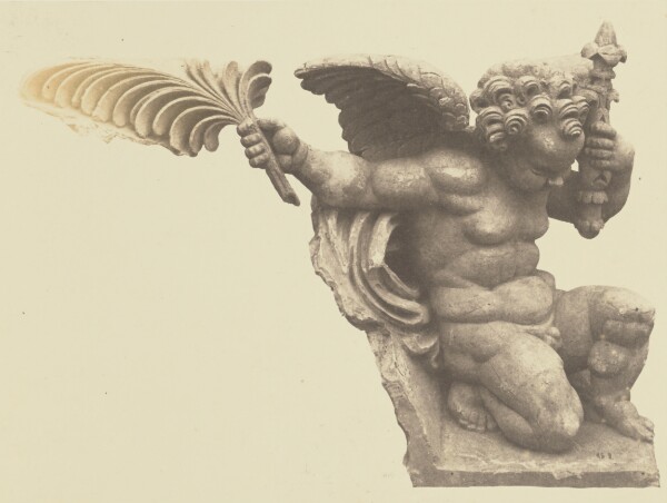 Édouard Baldus, ["Enfant porteur de palme", Sculpture by Hubert Lavigne, Decoration of the Louvre, Paris]