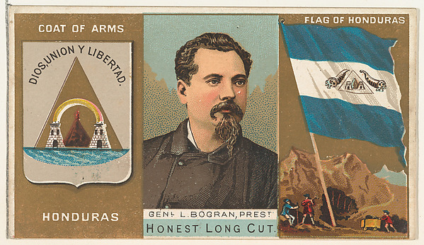 W. Duke, Sons & Co., General L. Bogran, President of Honduras, from the Rulers, Flags, and Coats of Arms series (N126-1) issued by W. Duke, Sons & Co.