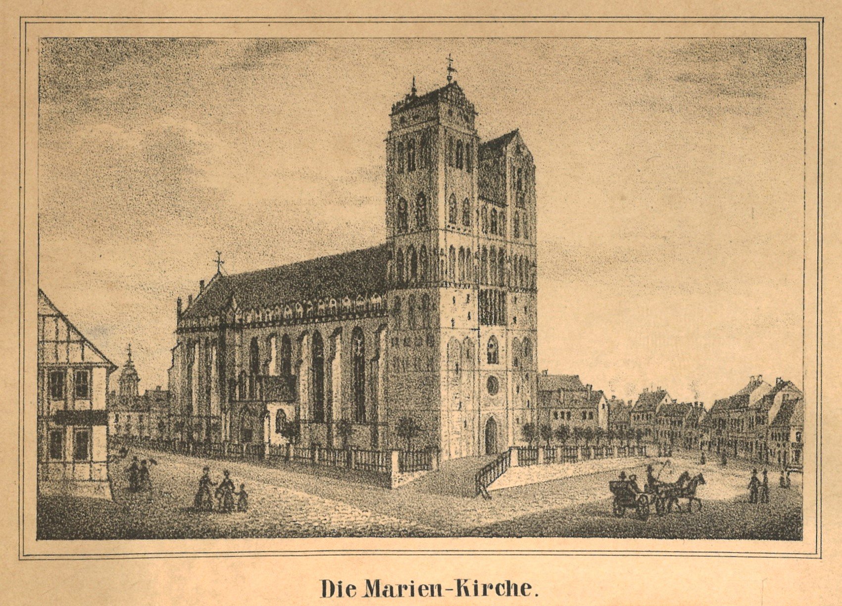 Gustav Frank (Lithograf), Prenzlau: Marienkirche von Nordwesten