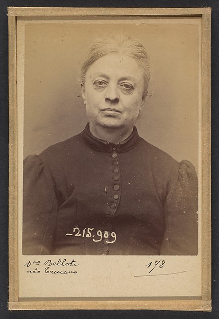 Alphonse Bertillon, Trucano. Victorine (veuve Belloti). 54 ans, né à St Maurier (Italie). Chapelier. Vol anarchiste. 19/3/94.