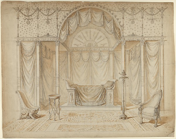 Anonymous, French, 19th century, Design for a Bed Alcove in Empire Style