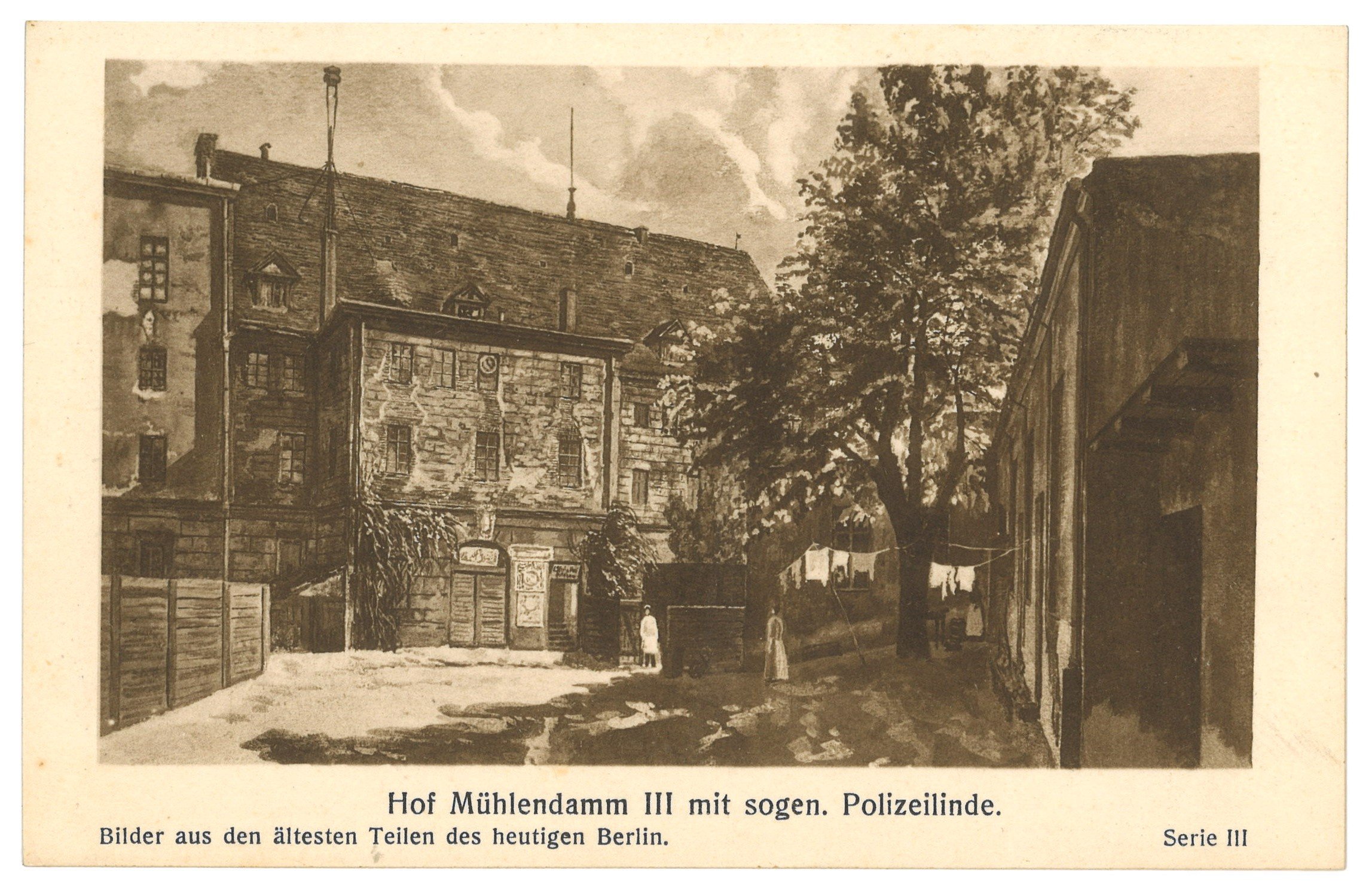 Johannes Zuckert, Berlin-Mitte: Mühlendamm 3, Hof (Aquarell von Johannes Zuckert)