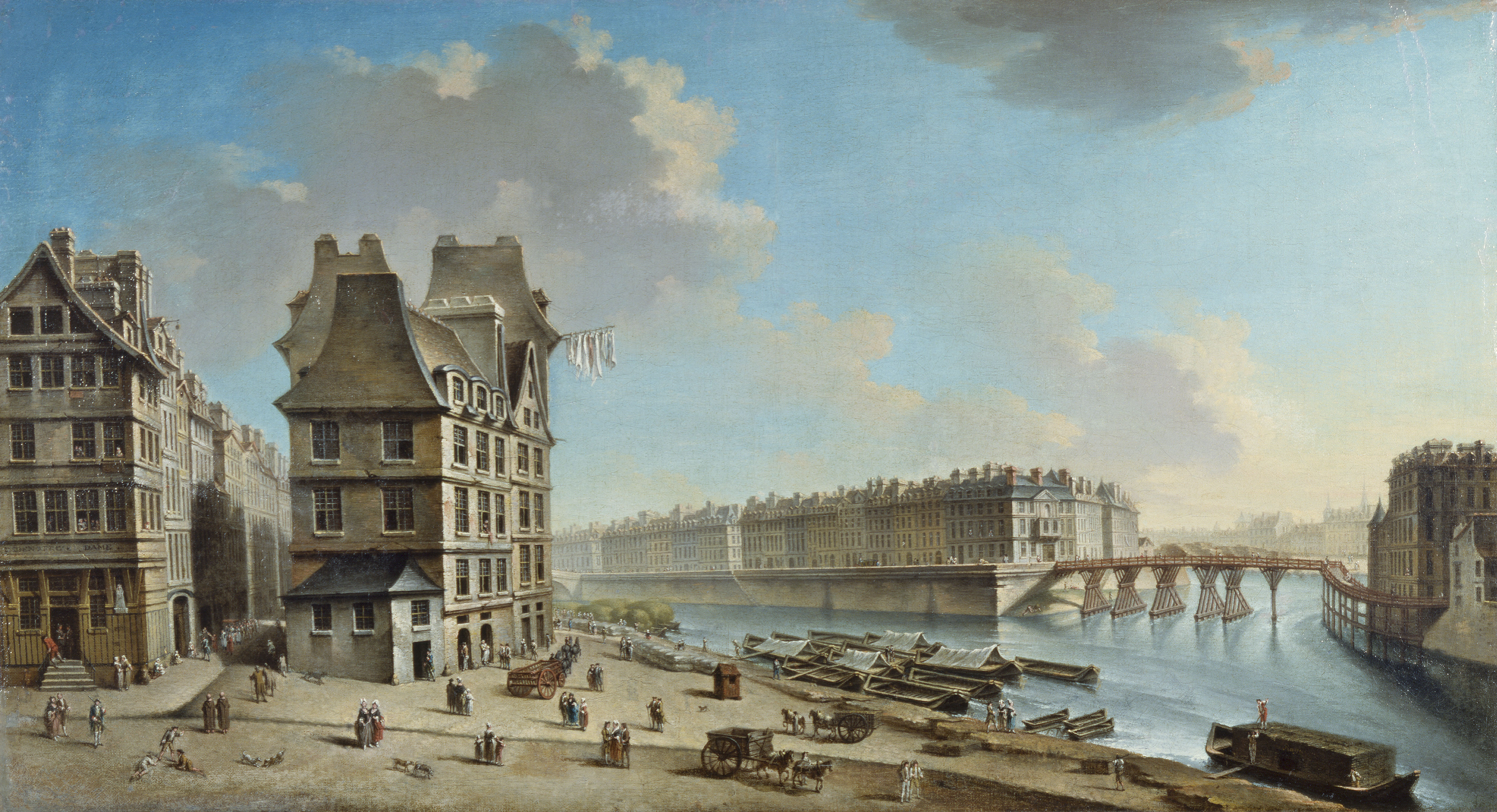 Nicolas Jean-Baptiste Raguenet, La Grève, l'Ile Saint-Louis et le Pont Rouge, vus de la place de la Grève