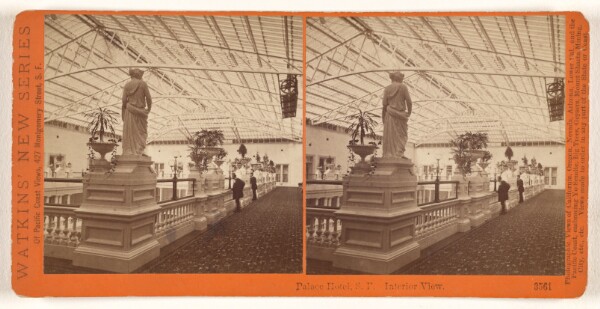 Carleton Watkins, Palace Hotel, S.F. Interior View. [second view]