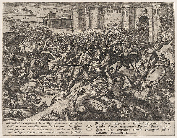 Antonio Tempesta, Plate 9: The Romans Defeated by the Dutch Troops at Bonna, from "The War of the Romans Against the Batavians" (Romanorvm et Batavorvm societas)