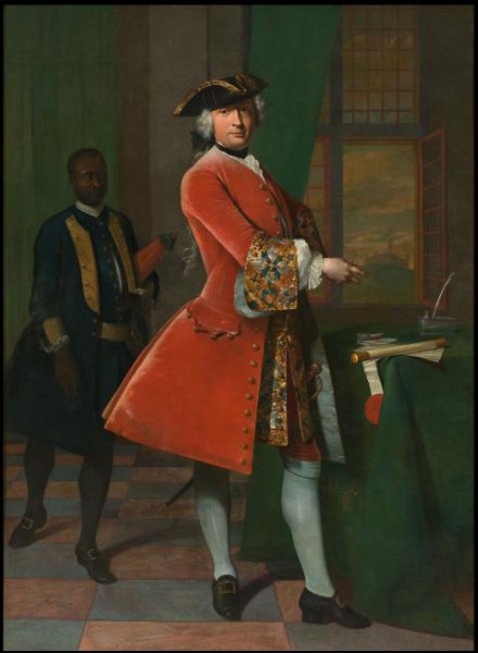 Frans van der Mijn, Portrait of Jan Pranger and an Enslaved Servant