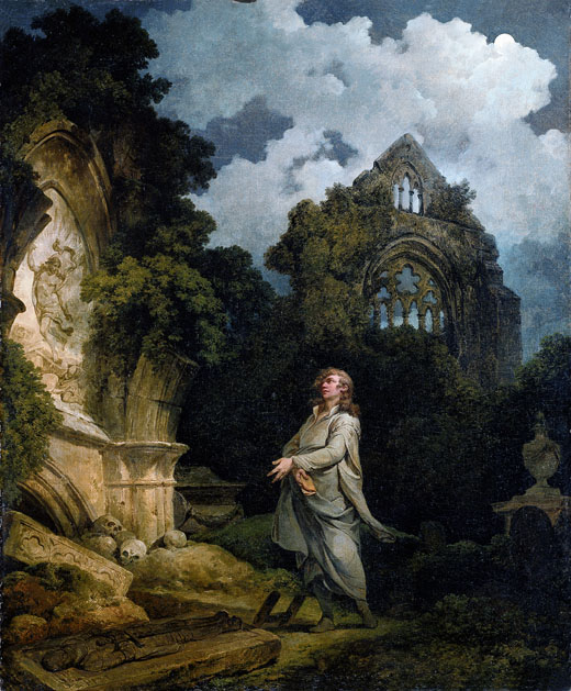 Philip James de Loutherbourg, A Philosopher in a Moonlit Churchyard