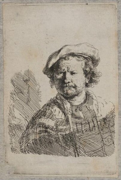 Rembrandt van Rijn, Self Portrait in a Flat Cap and Embroidered Dress