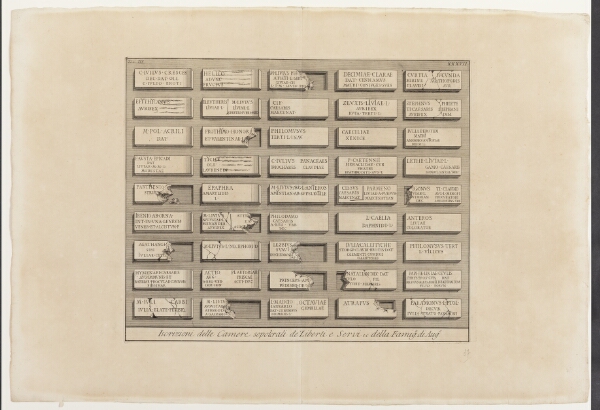 Giovanni Battista Piranesi, Iscrizioni delle Camere sepolcrali de' Liberti e Servi, ec. della Famiglia di Augusto, XXXVII