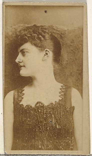 W. Duke, Sons & Co., [Actress in profile wearing ornate beaded gown], from the Actors and Actresses series (N145-8) issued by Duke Sons & Co. to promote Duke Cigarettes