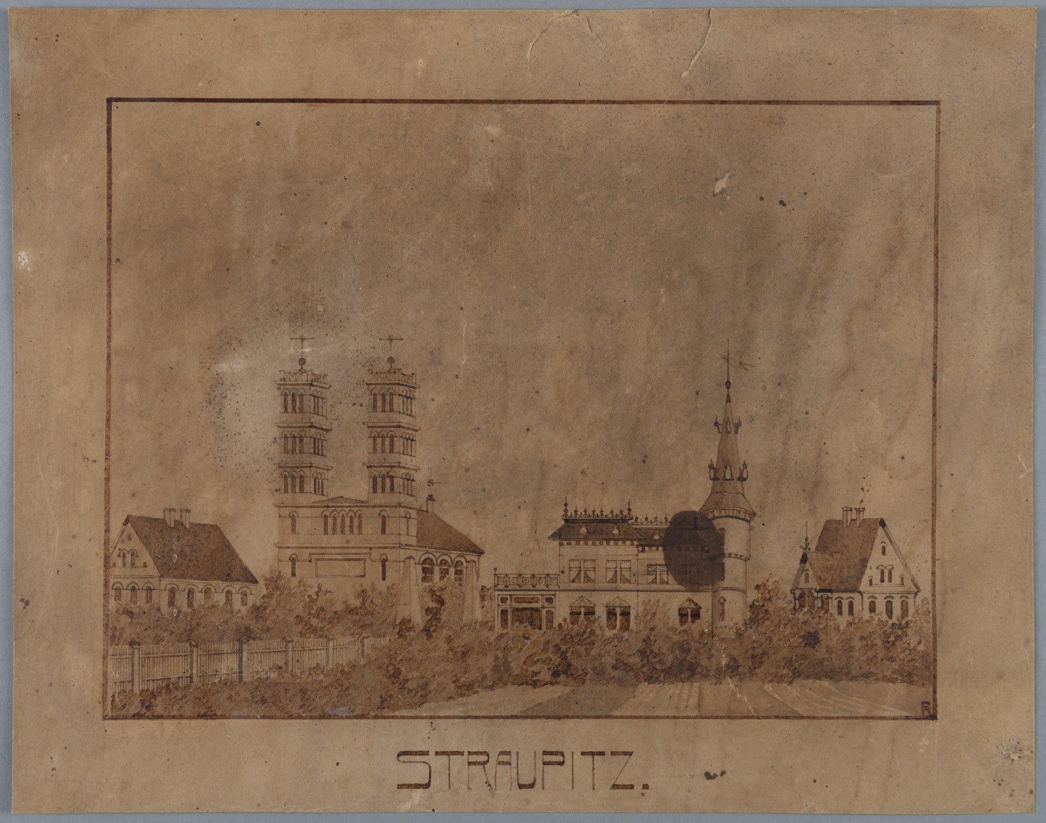 Unknown artist, Straupitz (Kr. Lübben): Kirche und Villa