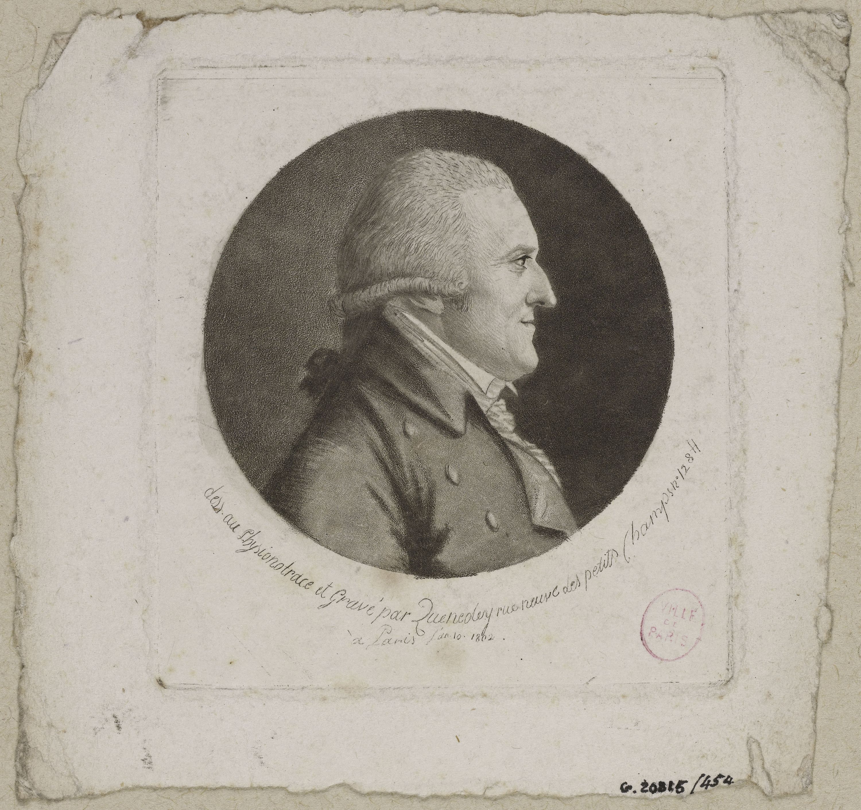 Edmé Quenedey, Portrait d'un homme, fin XVIIIème siècle/début XIXème siècle